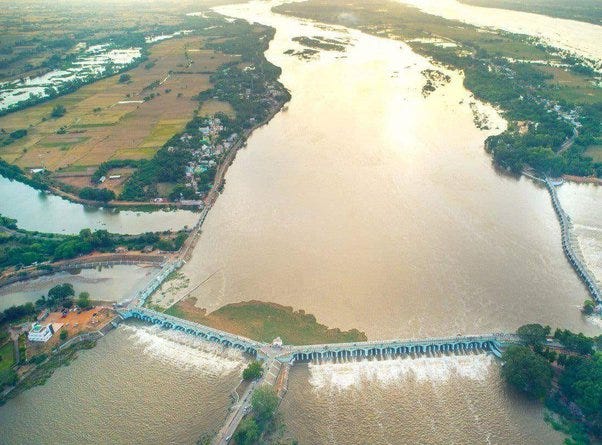 Kallanai Dam, Aerial View